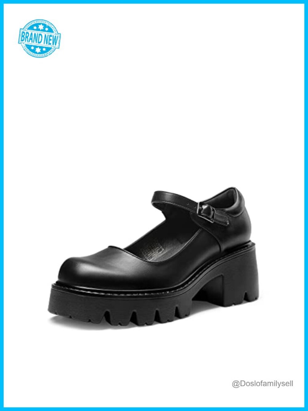 Women's Mary Jane Platform Pumps Chunky Block Heel PU Ankle Strap